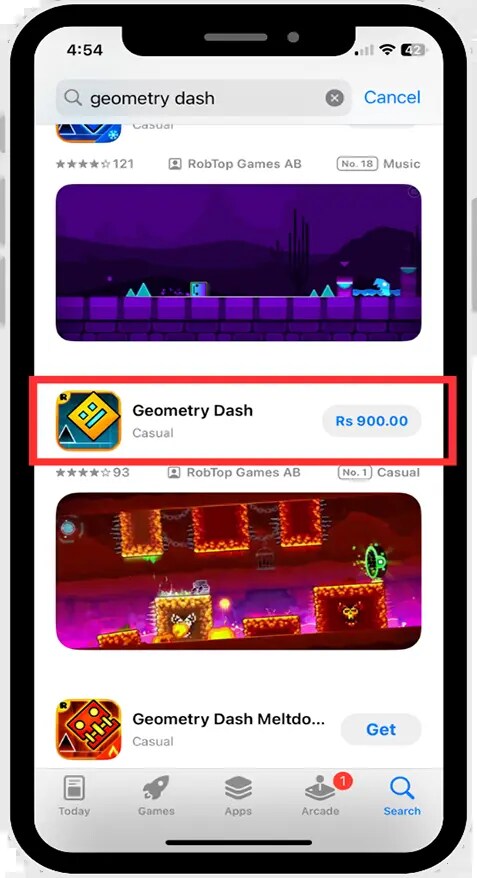 Download the geometry dash from appstore