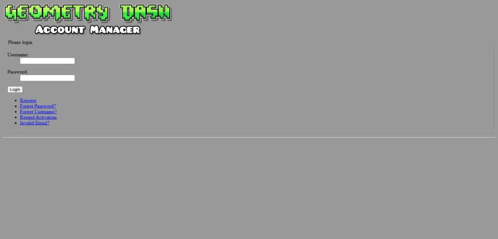 Login to RobTop Website